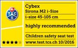 Result at TCS in the test of 11/2016: Cybex Sirona M2 i-Size