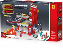 BBurago 15656096, Ferrari Double Lane Racing Garage, with 2 Cars, 1:64