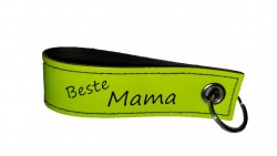 Key Ring Pendant - Genuine Leather - Best Mommy - NEONYELLOW