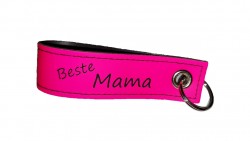 Schlüsselanhänger - Echtleder - Beste Mama - NEONPINK