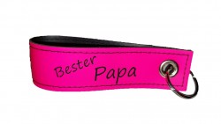 Key Ring Pendant - Genuine Leather - Best Daddy - NEONPINK