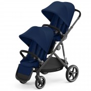 Cybex Gazelle S sibling/twin pushchair with two seatunits frontview colour Navy Blue BLK