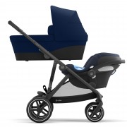 Cybex Gazelle S sibling/twin pushchair with carrycot and infant carrier Aton colour Navy Blue BLK