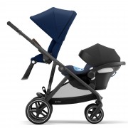 Cybex Gazelle S sibling/twin pushchair with seatunit and infant carrier colour Navy Blue BLK