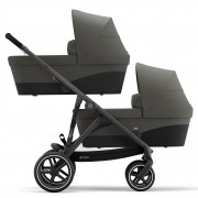 Cybex Gazelle S sibling/twin pushchair with two carrycots colour Soho Grey BLK