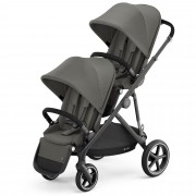 Cybex Gazelle S sibling/twin pushchair with two seatunits frontview colour Soho Grey BLK
