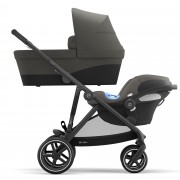 Cybex Gazelle S sibling/twin pushchair with carrycot and infant carrier Aton colour Soho Grey BLK