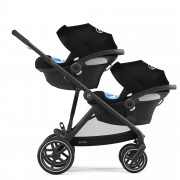 Cybex Gazelle S sibling/twin pushchair with two infant carriers colour Deep Black BLK