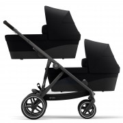 Cybex Gazelle S sibling/twin pushchair with two carrycots colour Deep Black BLK