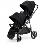 Cybex Gazelle S sibling/twin pushchair with two seatunits frontview colour Deep Black BLK