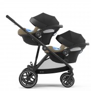 Cybex Gazelle S sibling/twin pushchair with two infant carriers colour Classic Beige BLK