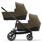 Cybex Gazelle S sibling/twin pushchair with two carrycots colour Classic Beige BLK