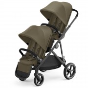 Cybex Gazelle S sibling/twin pushchair with two seatunits frontview colour Classic Beige BLK