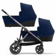 Cybex Gazelle S sibling/twin pushchair with two carrycots colour Navy Blue TPE