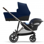 Cybex Gazelle S sibling/twin pushchair with carrycot and infant carrier Aton colour Navy Blue TPE