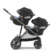 Cybex Gazelle S sibling/twin pushchair with two infant carriers colour Soho Grey TPE