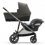 Cybex Gazelle S sibling/twin pushchair with carrycot and infant carrier Aton colour Soho Grey TPE