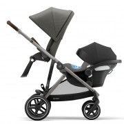 Cybex Gazelle S sibling/twin pushchair with seatunit and infant carrier colour Soho Grey TPE