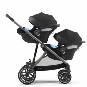 Cybex Gazelle S sibling/twin pushchair with two infant carriers colour Deep Black TPE