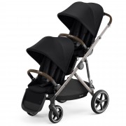 Cybex Gazelle S sibling/twin pushchair with two seatunits frontview colour Deep Black TPE