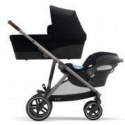 Cybex Gazelle S sibling/twin pushchair with carrycot and infant carrier Aton colour Deep Black TPE