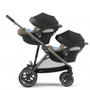 Cybex Gazelle S sibling/twin pushchair with two infant carriers colour Classic Beige TPE
