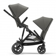 Cybex Gazelle S seat unit Soho Grey BLK mounted in driving direction usage as sibling/twin pushchair