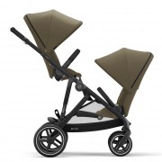 Cybex Gazelle S seat unit Classic Beige BLK mounted in driving direction usage as sibling/twin pushchair