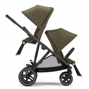 Cybex Gazelle S seat unit Classic Beige BLK mounted against driving direction usage as sibling/twin pushchair