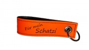 Schlüsselanhänger - Echtleder - Für mein Schatzi - NEONORANGE