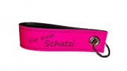 Key Ring Pendant - Genuine Leather - For my sweetie - NEONPINK